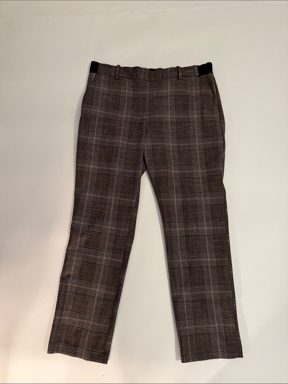 H&M Brown Gray Plaid Women's Dress Pants Ankle length